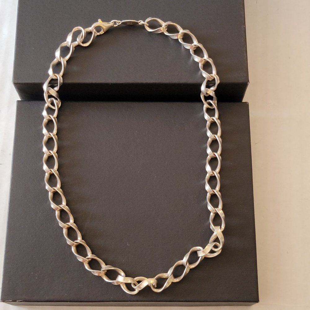 Beautiful Solid Sterling 925 Silver Big Links Necklace Italy Chunky Bold Jewelry